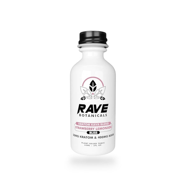 Rave Botanicals Kratom Kava Blend Bliss Shot Strawberry Lemonade 60ml
