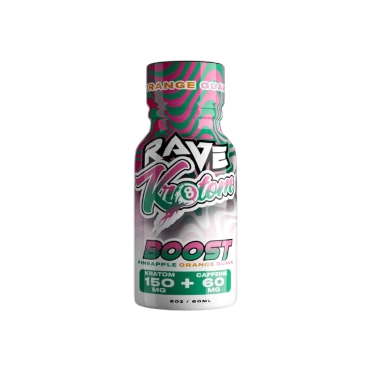 Rave Kratom Pineapple Orange Guava Boost Kratom + Caffeine Extract Shot 2oz