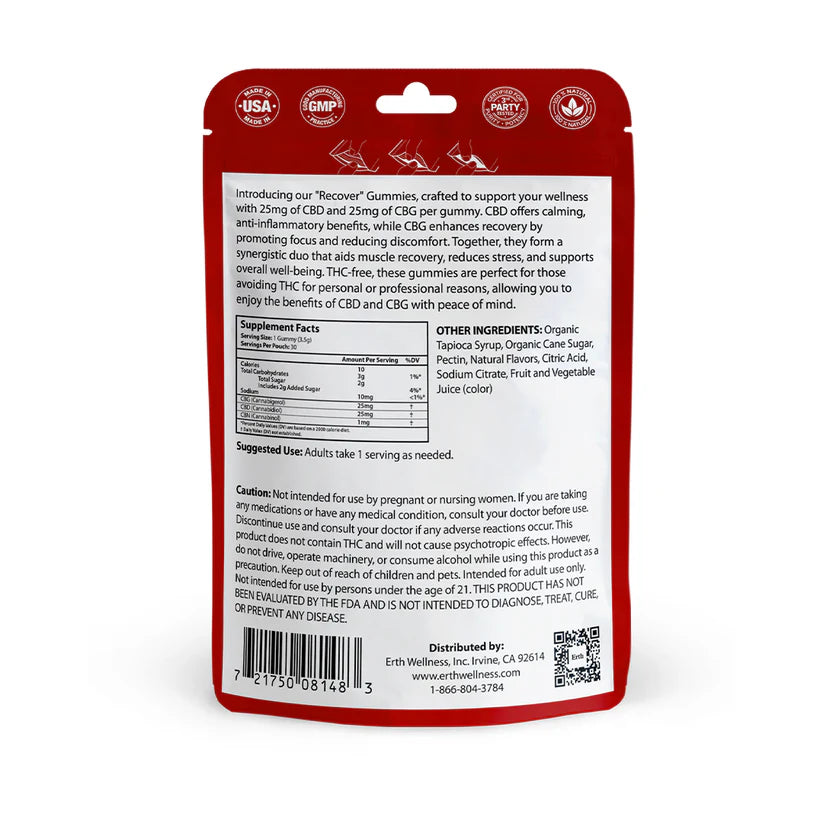 Recover Gummies – CBD + CBG (THC-Free) - Strawberry Mango (1500mg)