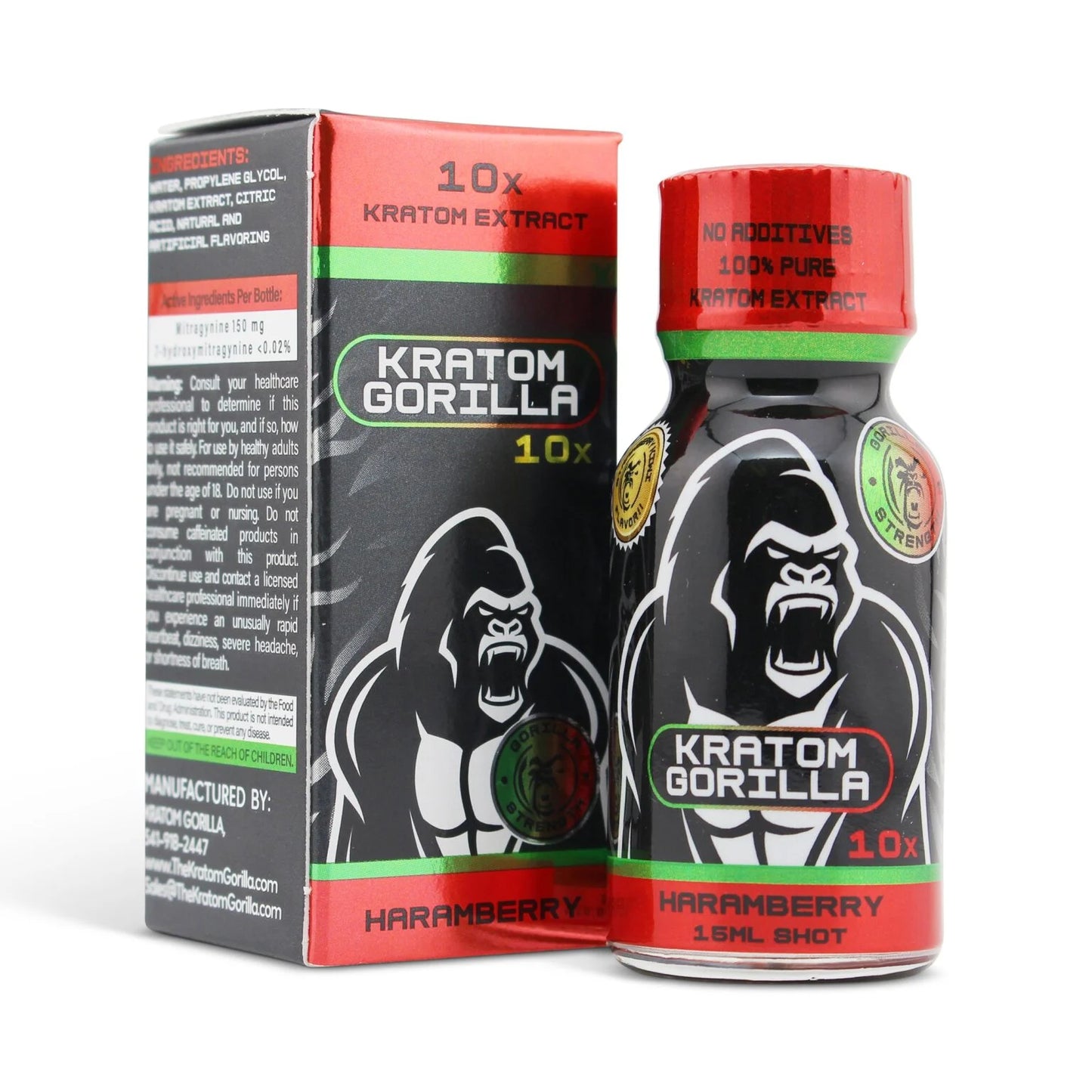 Kratom Gorilla 10X Kratom Extract Shot Haramberry 150mg 15ml
