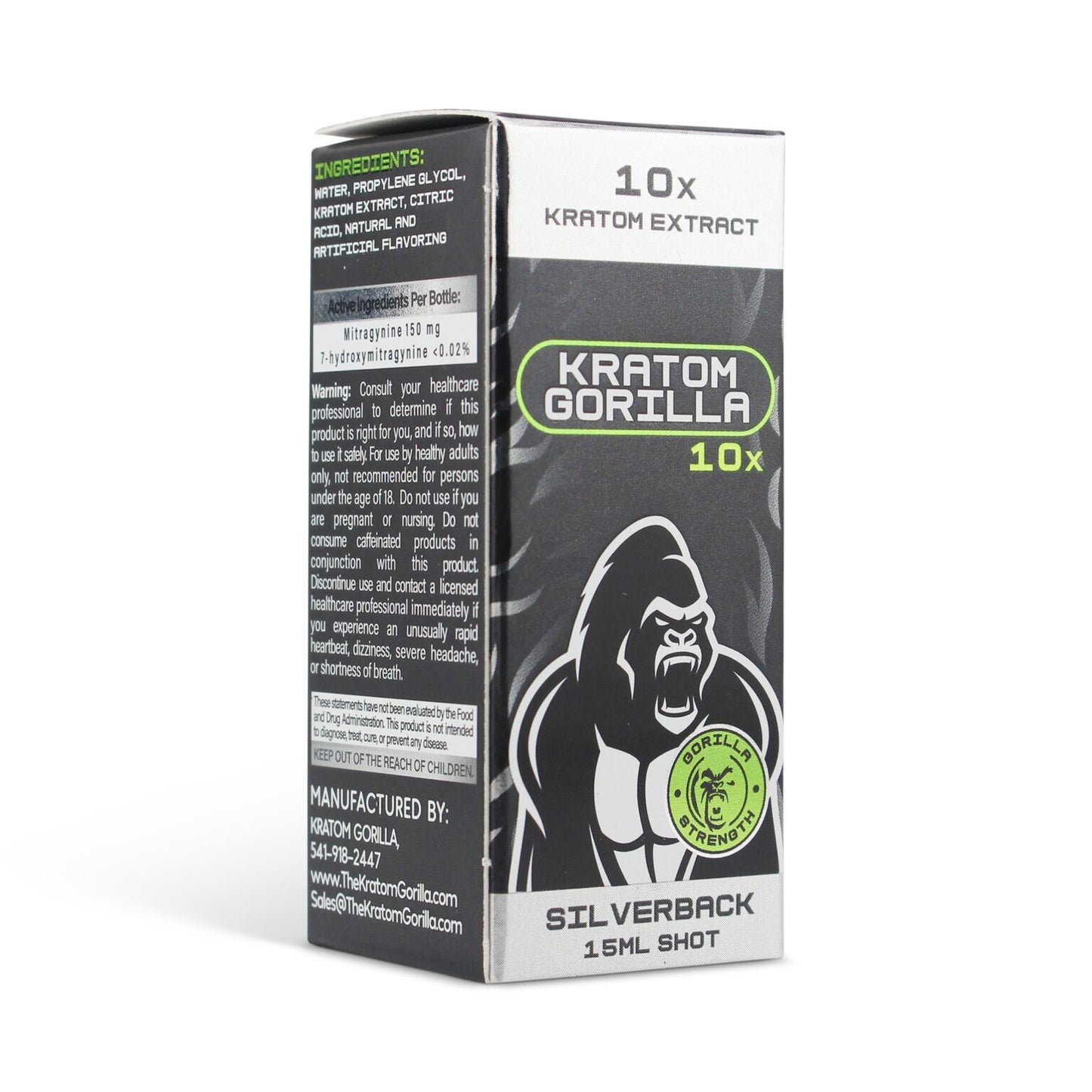 Gorilla Strength Kratom Extract Shot 10X Silver Black 15ml