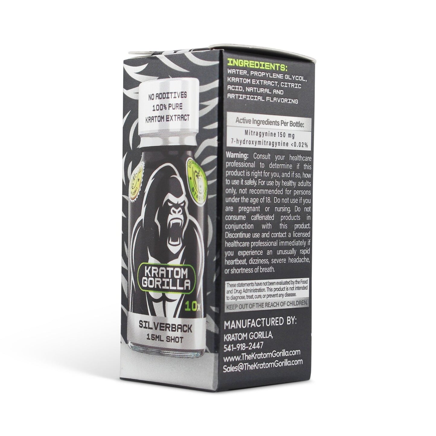 Gorilla Strength Kratom Extract Shot 10X Silver Black 15ml