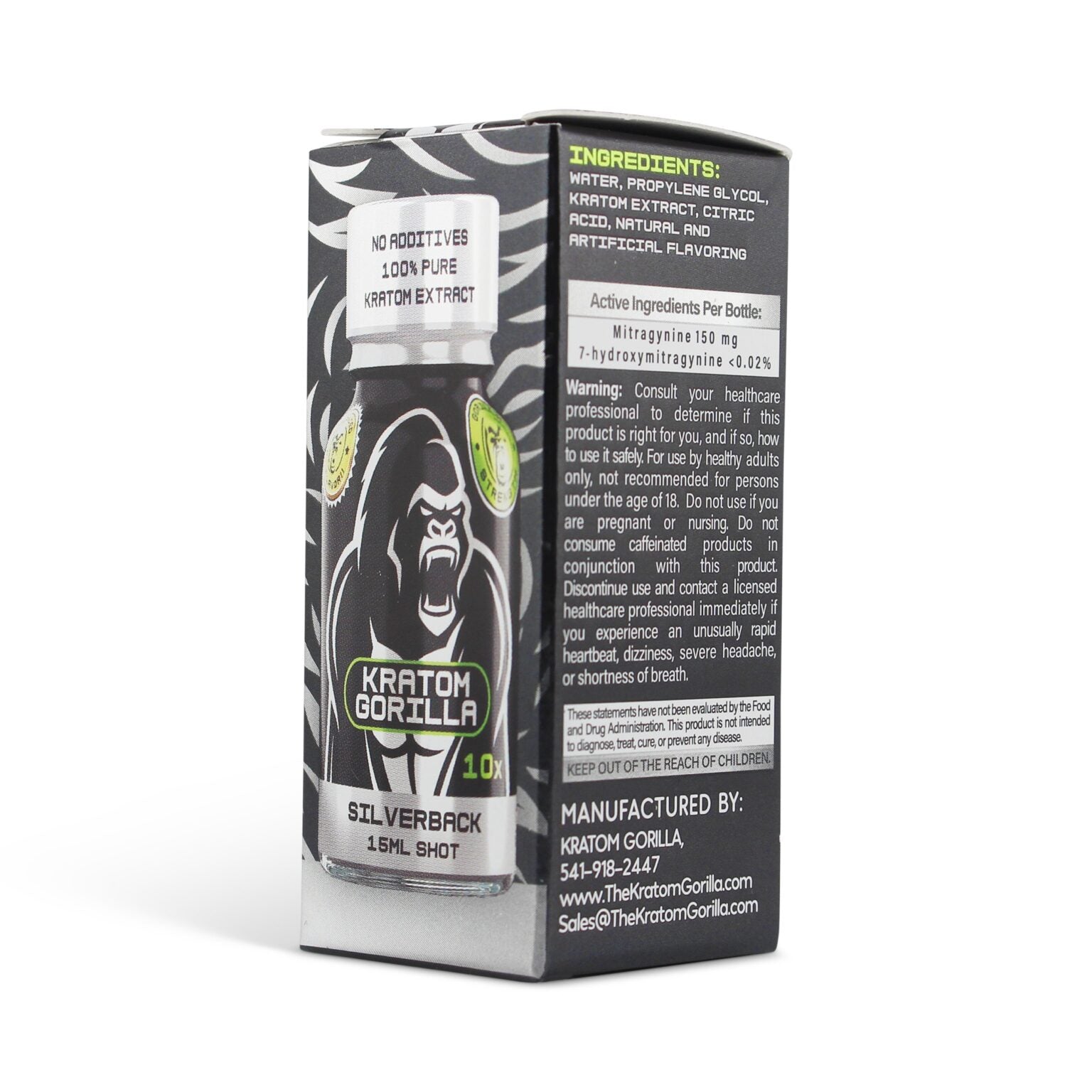Gorilla Strength Kratom Extract Shot 10X Silver Black 15ml
